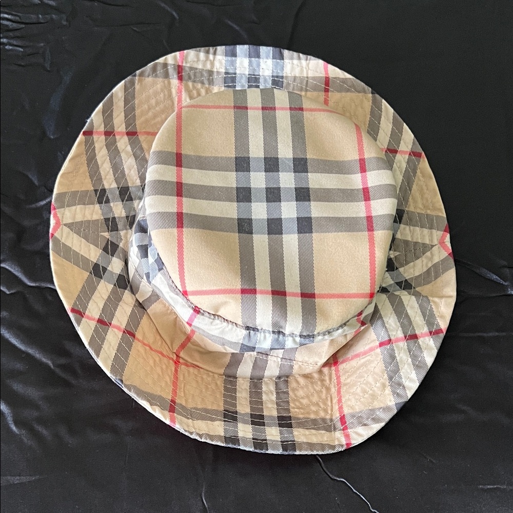 Burberry Checkered Hat - Beige, Gray, Red